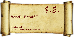 Vendl Ernő névjegykártya